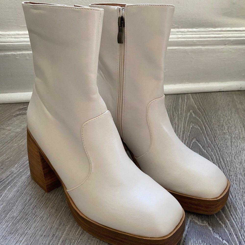 White Faux Leather Bootie | 6.5 | New